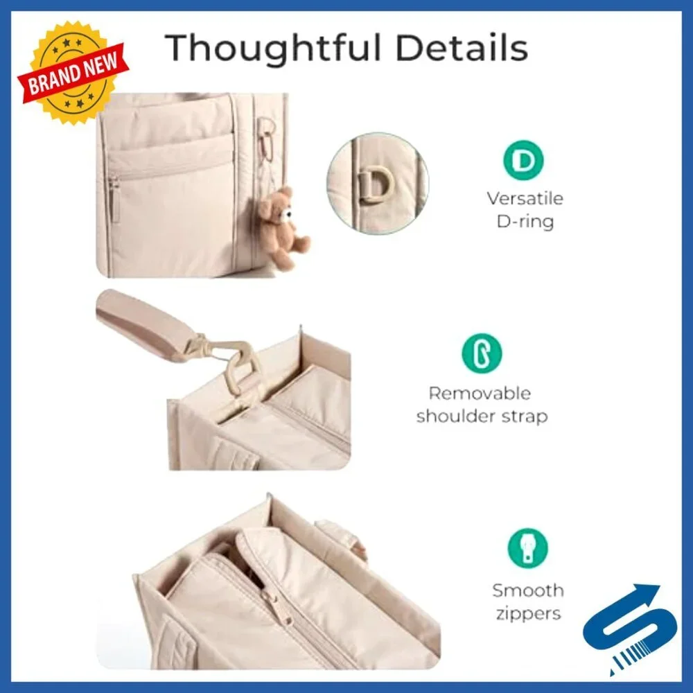 Quilted Crossbody Tote Bag with Zipper Multi-Pocket Lightweight Travel Work